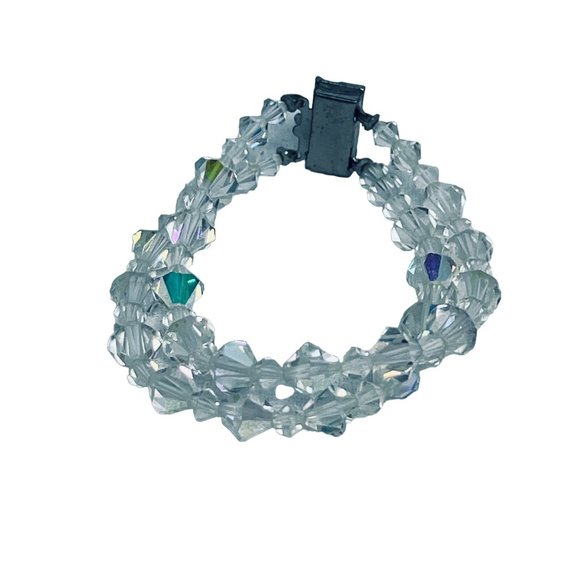 Double Strand Clear Iridescent Beaded Bracelet - Picture 1 of 6